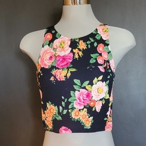 Neon See You Monday Floral Crop Top